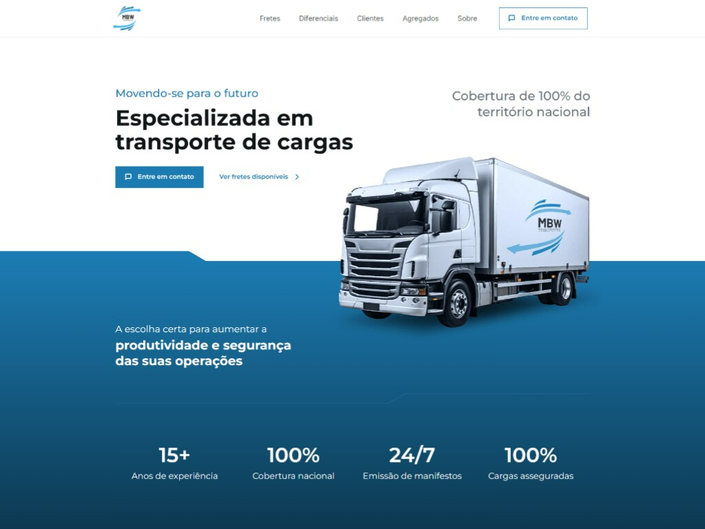 Case do site da MBW Transportes - G-Studio Design & Technology