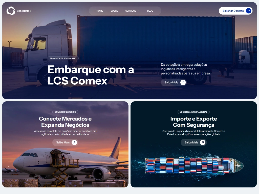 Case do site da LCS Comex - G-Studio Design & Technology